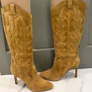 Nine West Tan Heeled Western Boots